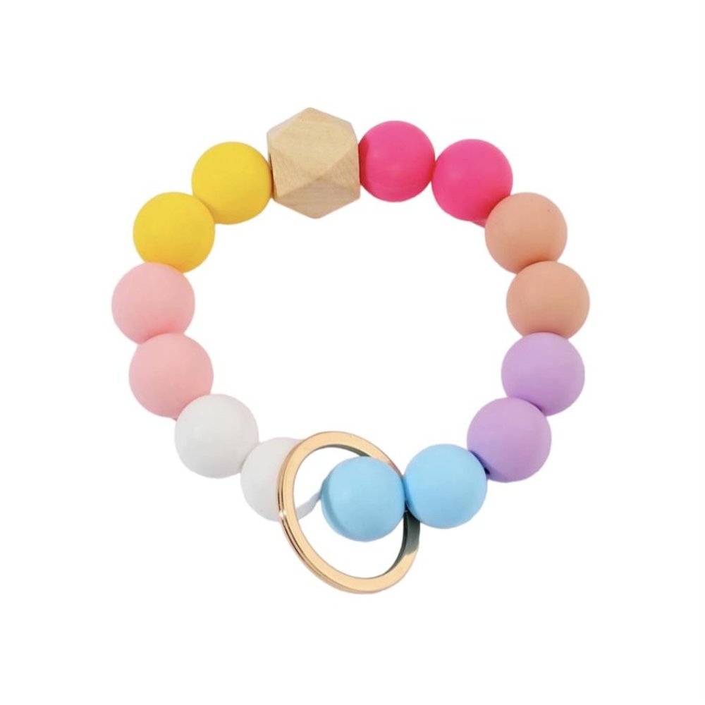 NIB Silicone Rainbow Bracelet Keychain
